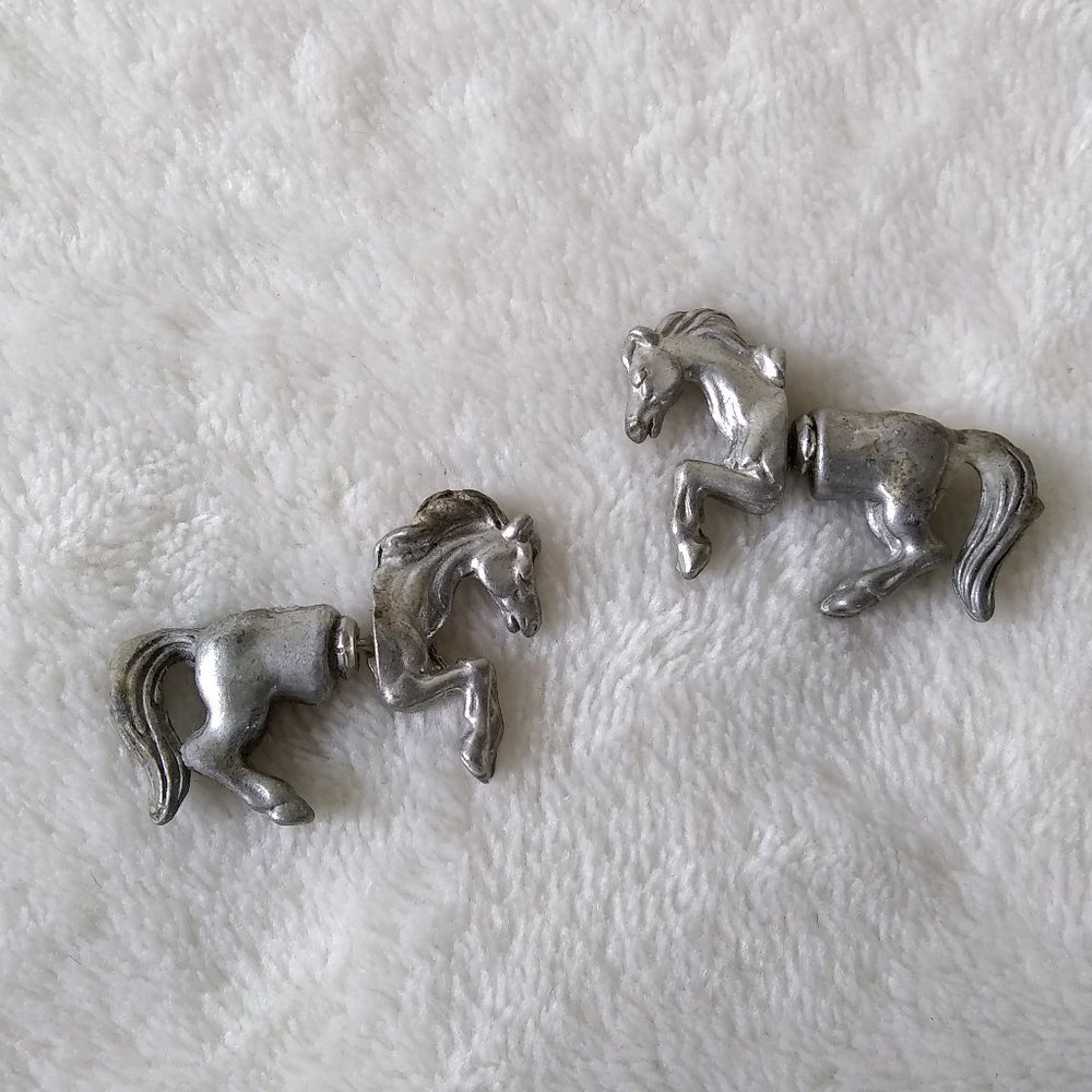Vintage Double Sided Horse Post Earrings